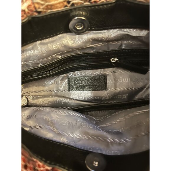 Simply Vera Vera Wang Faux Snakeskin Shoulder Bag With Chain Strap Red & Black - Picture 2 of 11